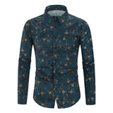 2020 New Men's Silk Satin Floral Printed Shirts Male Slim Fit Long Sleeve Flower Shirts Print Casual Party Shirt Tops M-3XL